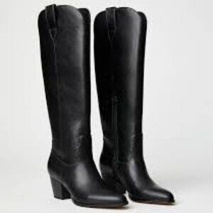 Loft Tall Western Boots Womens 7.5 Black Heeled Boho Neutral Capsule Minimalist